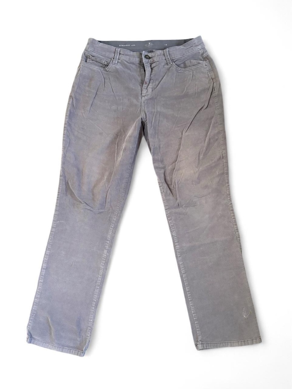 Women's St. John's Bay straight leg corduroy pants in gray size 12, some stretch